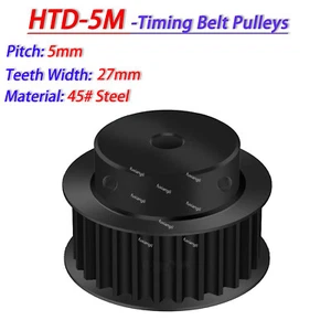 HTD-5M 14-60T Timing Belt Pulley CNC Drive Pitch 5mm Width 27mm BF-type 45#Steel - Picture 1 of 26