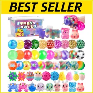 Ultimate Stress Relief Fidget Balls - 54 Assorted Squishy Designs for Relaxation - Picture 1 of 9