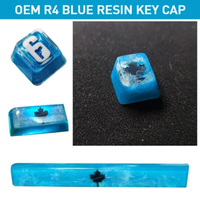 2025 Rainbow 6 Black Ice Keycap OEM R4 Blue Resin Key Cap For Cherry MX Keyboard - Image 1 of 4