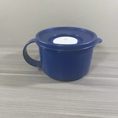 Taza de sopa Tupperware Crystalwave para microondas 2 tazas índigo ¡Nueva! Foto 1 de 4