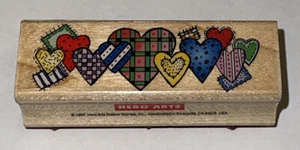 Hero Arts C1288 Hearts Galore Border Wood Rubber Stamp NEW Unused 2.5x1" RARE - Picture 1 of 2