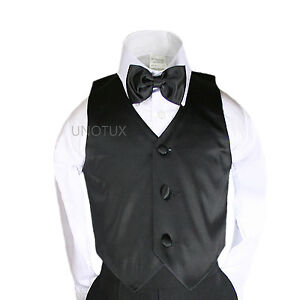 23 Color Satin 2pc Bow Tie Vest Set 4 Boys Teens Formal Party Tuxedo Suits 8-28