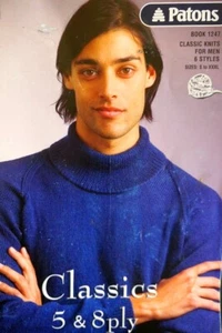 Patons #1247 Knitting Pattern book - Classic Knits for Men - 6 Styles S to XXXL - Picture 1 of 11
