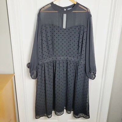 ModCloth Dress 4XL Black Sheer Sweetheart Neck Polka Dot Whimsigoth Romantic - Image 1 of 4