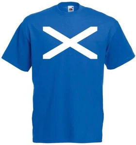 Mens Scotland Saltire St Andrews Cross Scottish Flag Sports Unisex Blue T-Shirt - Picture 1 of 8