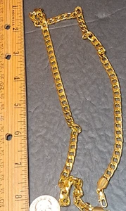 Faux Gold Kette Panzerkette Schwer Halskette 20 Zoll Rastschloss Major Bling... - Bild 1 von 10