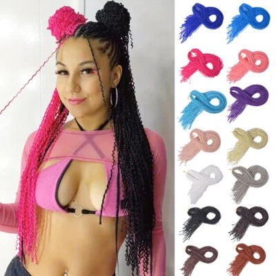 Long Curly Micro Box Braids Crochet Hair Thin Crochet Braiding Hair Extensions - Image 1 of 4