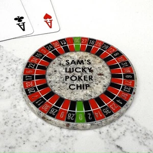 Personalised Granite Lucky Poker Chip | Roulette wheel | Custom Text | Gift - Picture 1 of 2