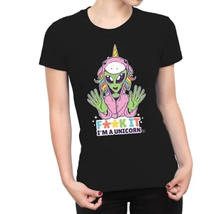 1Tee Damen Alien Einhorn T-Shirt - Bild 1 von 15
