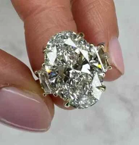 IGI Certified 9CT Lab Grown Diamond Wedding Three Stone Ring In 14K Yellow Gold - Picture 1 of 18