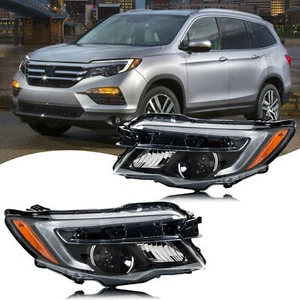 Headlights For Honda Pilot 2016-2018 Ridgeline 17-20 w/LED DRL Halogen Lamp Pair - Picture 1 of 2