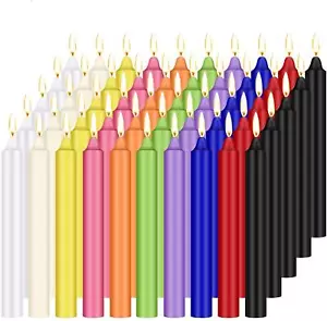 100PCS Unscented Mini Taper Candles 4" Assorted Colors Chime Ritual Spell Decor - Picture 1 of 7
