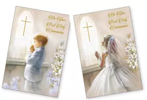 First Holy Communion Card Boy's / Girl 's From a Church Supplier - Picture 1 of 5