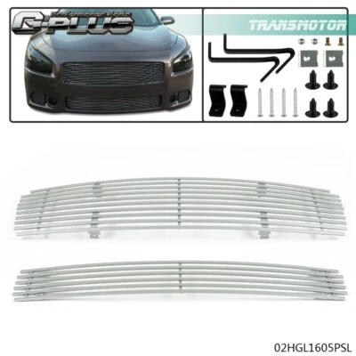 Novo ajuste para 2009-2014 Nissan Maxima para-choque dianteiro grade de tarugo conjunto prata - Imagem 1 de 4