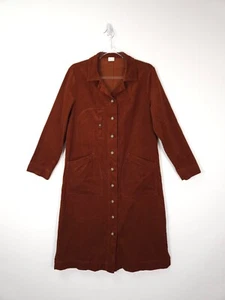 Poetry Dress Size 12 Red Brown Corduroy Midi Button Front Pockets Needlecord - Picture 1 of 12