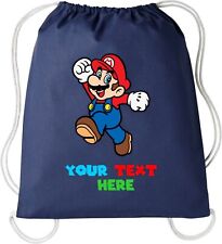 Personalised Your Text Vintage Super Mario Drawstring Bag Video Game Gamers Bag