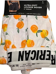 NWT AMERICAN EAGLE Ultra Soft Pocket Boxer Sz S-M-XL White Orange Peaches #16 - Picture 1 of 6