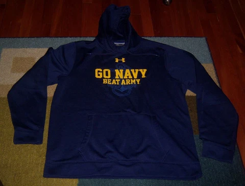 Under Armour AUTHENTIC Blue GO NAVY Midshipmen BEAT ARMY Sweatshirt/HOODY XL Cover