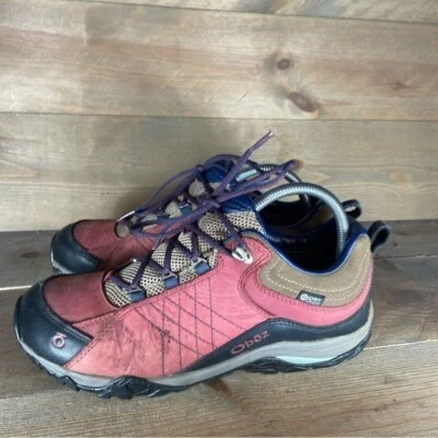 oboz sapphire low womens size 8.5 shoes red athletic waterproof hiking sneakers - Image 1 of 4