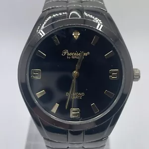 Precision by Gruen Watch Mens 39mm Case Black Stretch Bracelet Quartz Three Hand - Picture 1 of 13