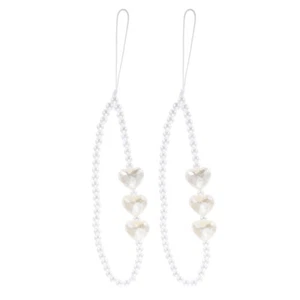  2 Pcs Mobile Phone Decorative Lanyard Beaded Pearls Wrist Strap Chain - Zdjęcie 1 z 12