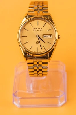 Seiko King Quartz 9923-7020 Gold Plated  36mm Case Gold Dial Mens Watch - Image 1 of 4