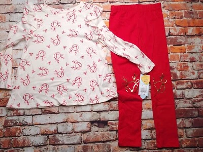 Cat & Jack Elige Talla Niñas Pequeñas Reno Vacaciones Manga Larga Top Con Leggings Foto 1 de 4