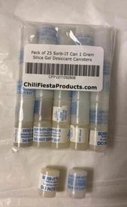 Pack of 25 Sorb-IT Can 1 Gram Silica Gel Desiccant Canisters - Picture 1 of 5