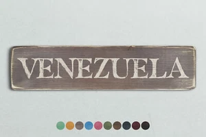 VENEZUELA Vintage Style Wooden Sign. Shabby Chic Retro Home Gift - Picture 1 of 2