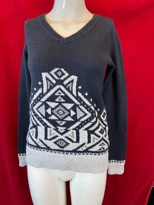 HOLLISTER Blue, Pattern, Chunky Knit, V-Neck Jumper. UK S - Picture 1 of 7