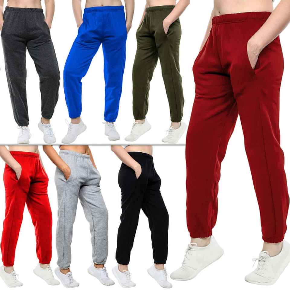 Girls Boys Jogger Cuffed Elastic Waist Trouser Gym Fit Fleece Jogging Fit Pants - Image 1 of 1