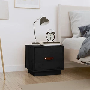 Lechnical Bedside Cabinet Black 40x34x35 Solid Wood Pine,Bedside E4P7 - Picture 1 of 9