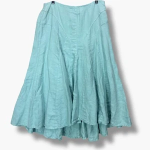 Two Star Dog Womens M Linen Midi Skirt Lagenlook Fairy Whimsical Robins Egg Blue - Picture 1 of 14