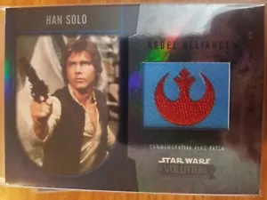 2016 Star Wars Evolution Han Solo Commemorative Flag Patch BLUE #d 27/50 - Picture 1 of 1