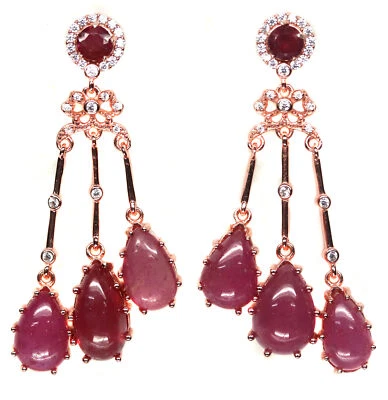 Heizte 7 X 13 Mm. Rote Rubin & Zirkonia Ohrringe Silber 925 Sterlingsilber - Bild 1 von 4