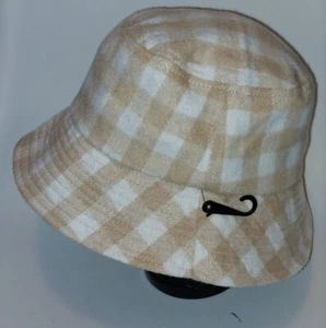 David And Young Plaid Bucket Hat Cap tan&white one size fits all. - Picture 1 of 6