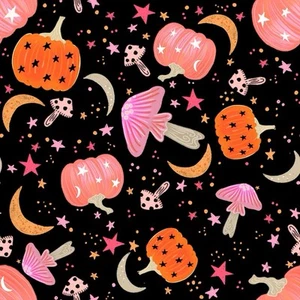 Fat Quarter Blank Ghostly Greetings Pumpkin Jack-O-Lantern Toadstool Star Fabric - Picture 1 of 4