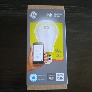 GE Link Connected LED A19 Light Bulb 60W Soft White Wink Hub Required NEW - Picture 1 of 3