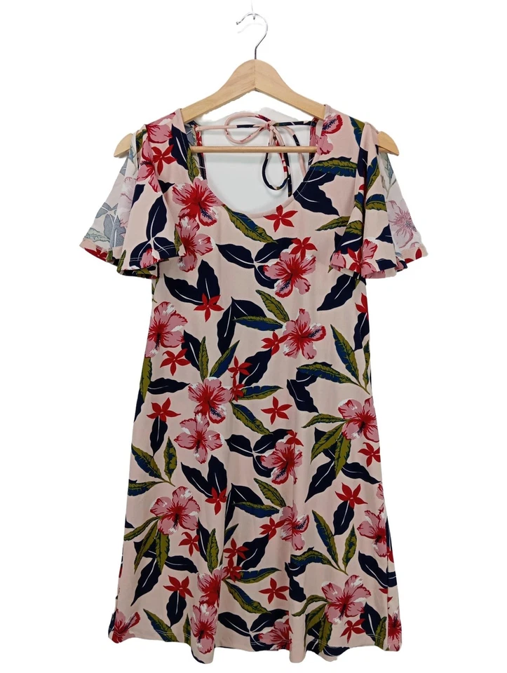 MANGO Vestido de Verano Mujeres Vestido Talla EU 36 rosa-verde-rojo look casual - Imagen 1 de 4