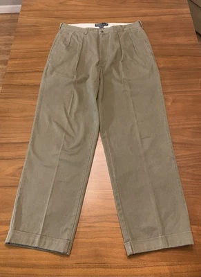 Pantalón chino vintage Polo Ralph Lauren Andrew para hombre 34x30 topo plisado con puños Foto 1 de 4
