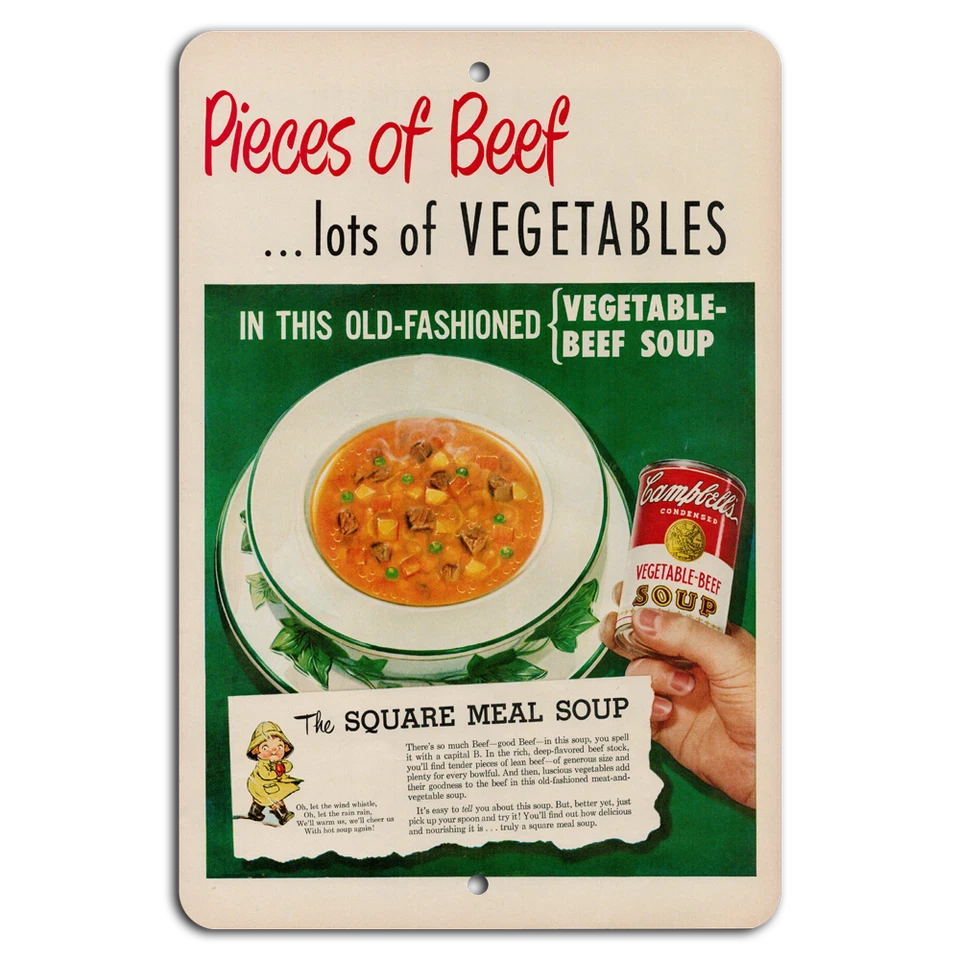 Vintage Delight: Campbell's Vegetable Beef Soup Sign - Image 1 of 1