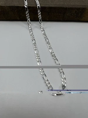 Collar de cadena de eslabones Figaro-plata de ley 925 de 4 mm Foto 1 de 4