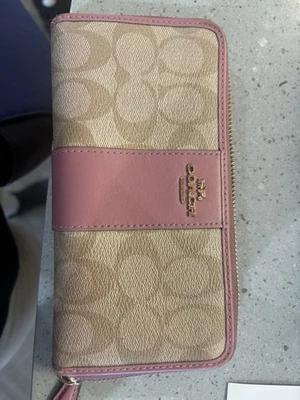 Auténtica Cartera Coach Acordeón Tostada/Rosa - Totalmente Funcional Foto 1 de 4