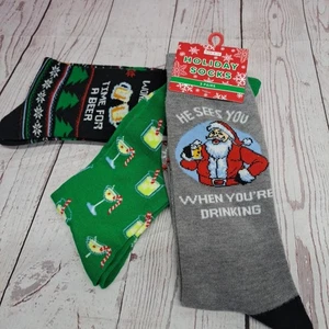 3 paia di calze da bar da bar festive nuove con etichette per Natale 8-13 - Foto 1 di 7