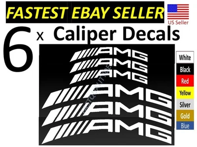 6 x Curved Brake Caliper Decal for AMG Mercedes Benz Vinyl sticker FREE SHIPPING - Image 1 of 3