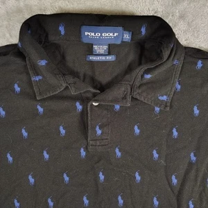 Polo Golf Ralph Lauren Polo Shirt Men's XL Blue All Over Pony Print Athletic Fit - Picture 1 of 11