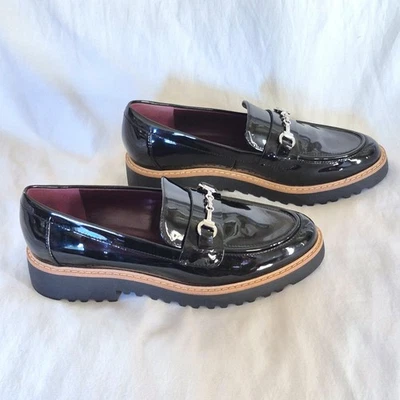 Franco Sarto Colette black patent slip on loafers womens shoe size 6 new w/o box - Image 1 of 4