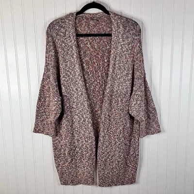 J.Jill  Open Cardigan Sweater Womens Size 3X Red White Black Boho Mixed Confetti - Image 1 of 4