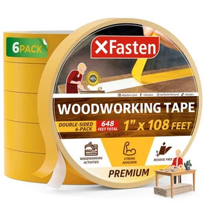 Double Sided Woodworking Tape, 1 Inch X 108 Ft (6-Pack, 648 Ft Total), Residue-F - Picture 1 of 12