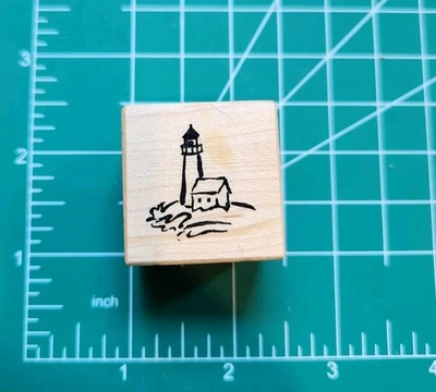 Sello de goma PSX vintage. Peine faro pequeño boceto barco B12  Foto 1 de 4